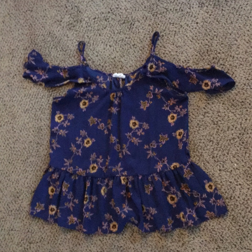 Navy blue with flowers shirt